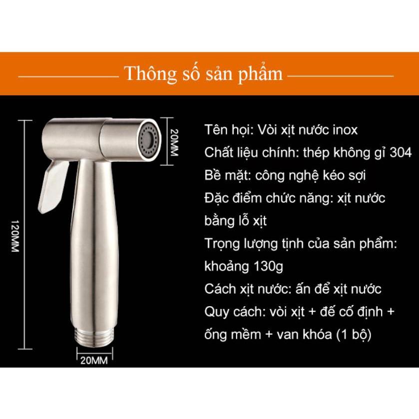 Bộ Vòi xịt nước tăng áp inox kèm van khoá Stainless Steel - Home and Garden