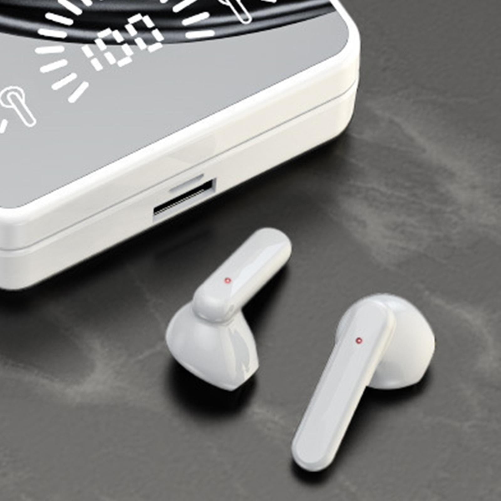 Mini Wireless Earbuds Earphones Touch Function Headphones Lightweight Heavy Bass Mirror with HD Mic Meeting