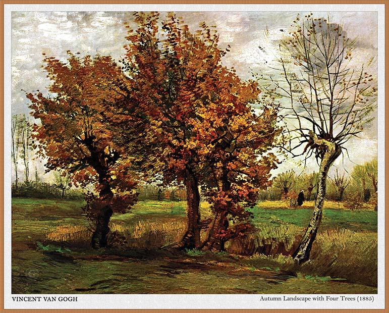 Tranh canvas - Autumn Landscape with Four Trees - Vincent van Gogh - DH004