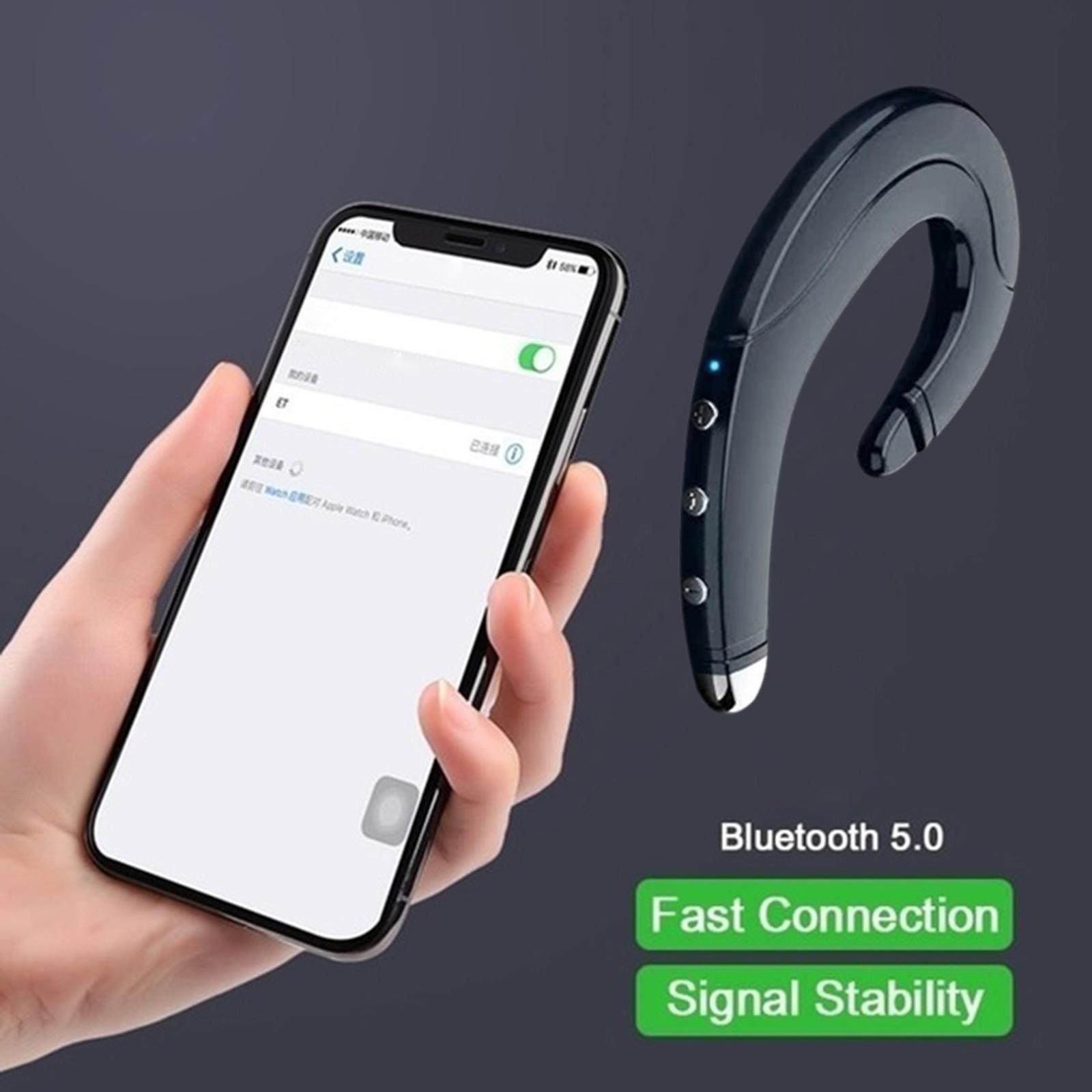 2x Waterproof Bone Conduction Bluetooth 5.0 Ear-Hook Single Headphone W/ Mic for Sports