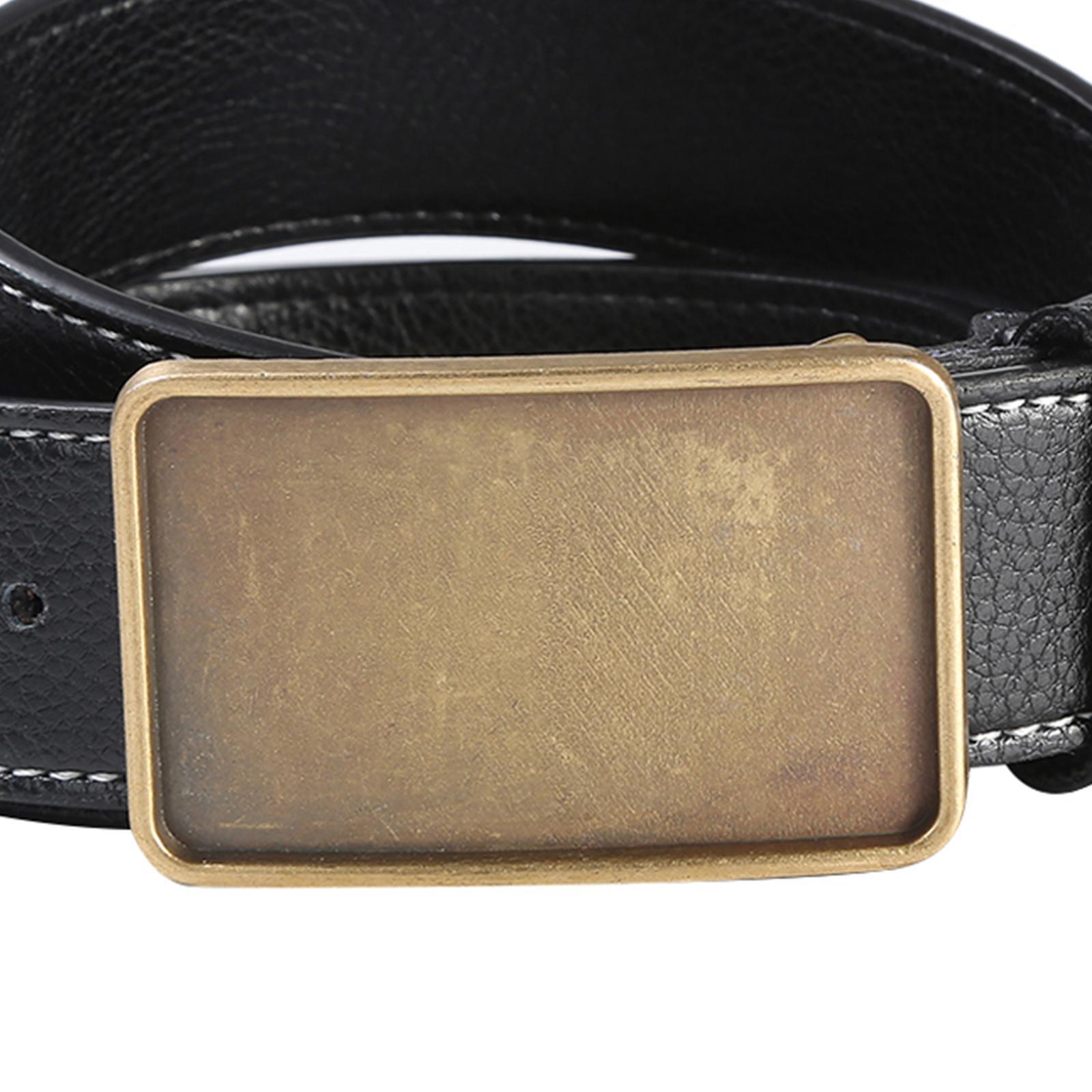 Men PU Leather Belt Metal Buckle Western Cowboy Belt  Coat Black