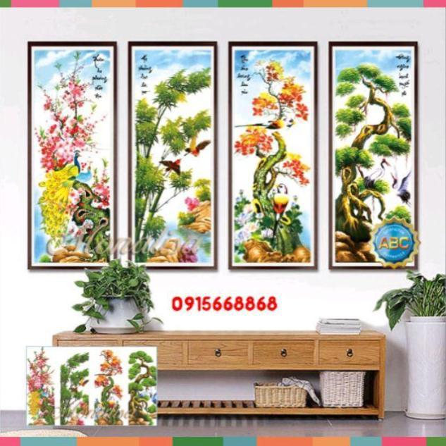 Tranh đính đá tứ quý tuyệt đẹp kt 128*80cm