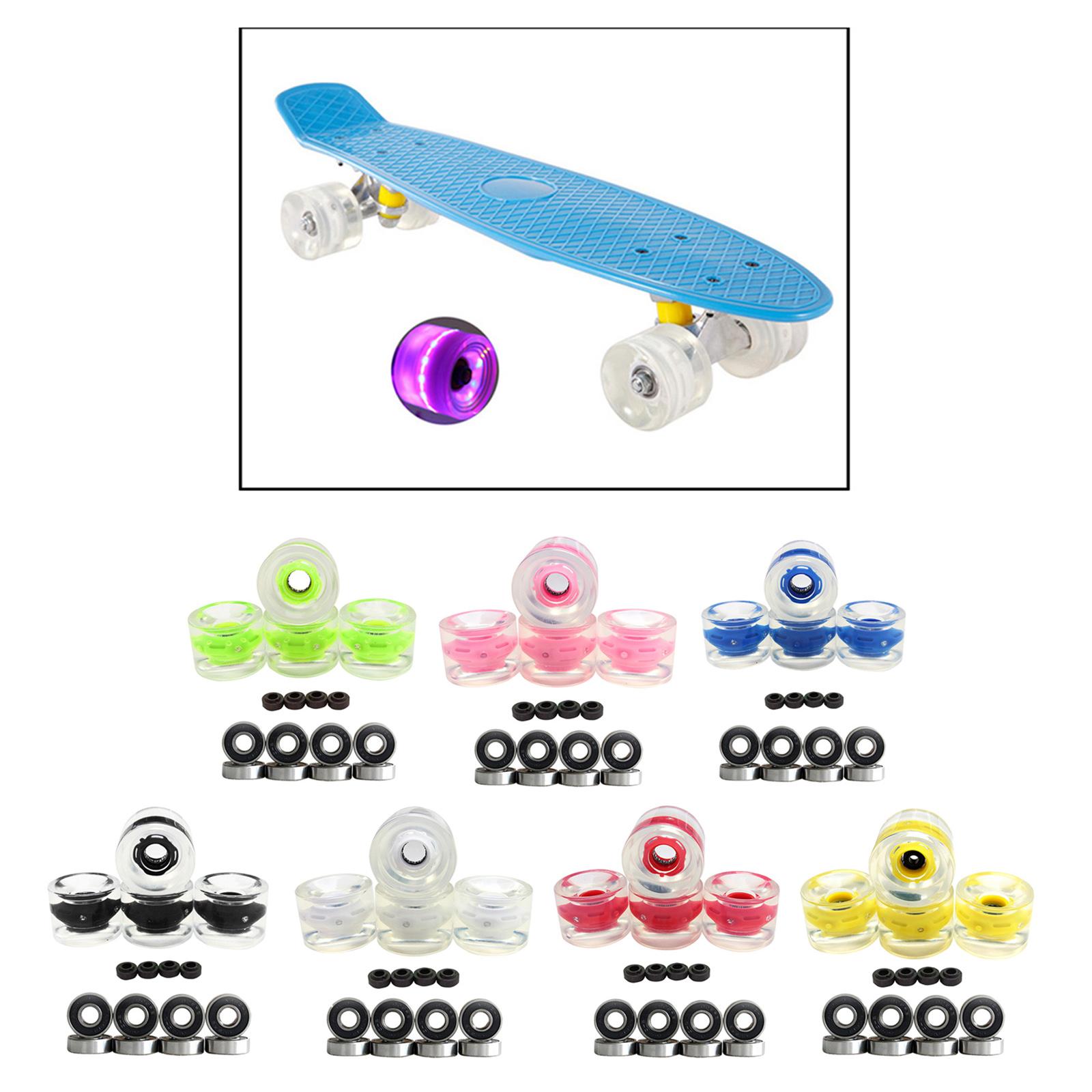 4 Pcs Light Up Roller Skate Wheels, Outdoor Luminous Skateboard Big Wheels for Skating & Skateboard