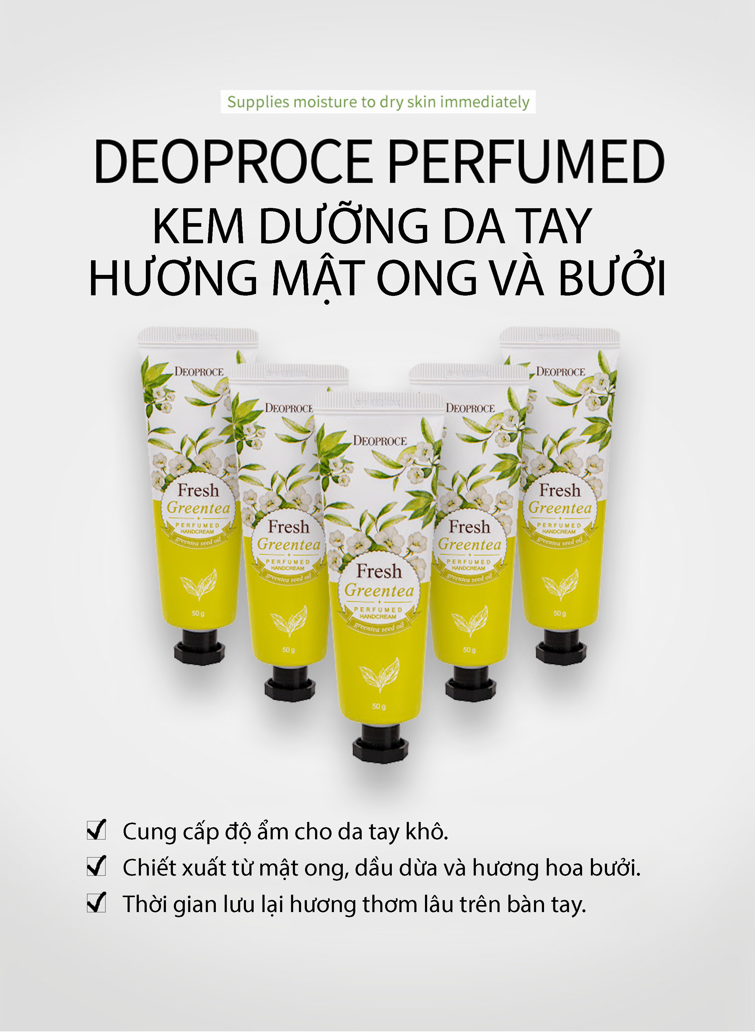 Kem dưỡng da tay Deoproce Sweet Honey Yuja Perfumed Hand Cream 50g