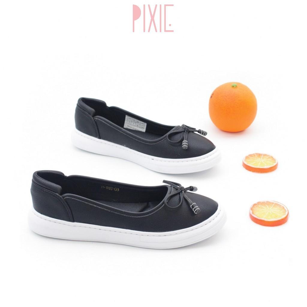 Giày Búp Bê Đế Slipon Trắng Siêu Nhẹ Nơ Nhỏ Pixie X385