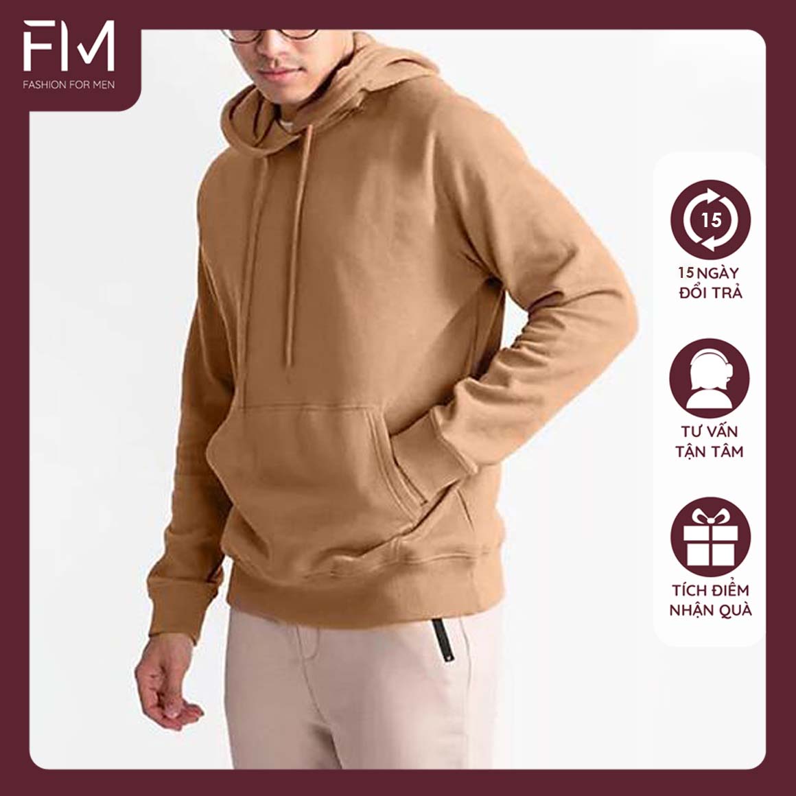 Áo hoodie nam nữ form rộng Unisex một màu cá tính Hàn Quốc – FORMEN SHOP – FM14GV016 - KEM - L