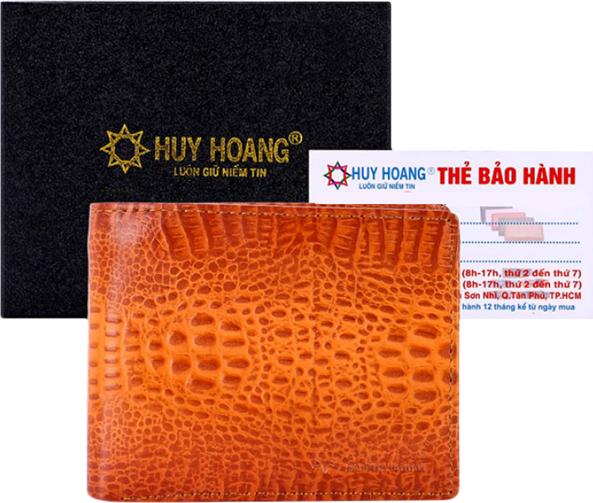 Ví Nam Vân Cá Sấu Nguyên Con Huy Hoàng HT2147 - Vàng