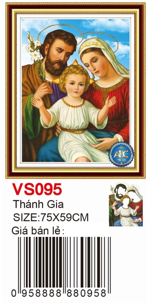 Tranh đính đá gia đình thánh gia VS095 - 75 x 59 cm - chưa đính