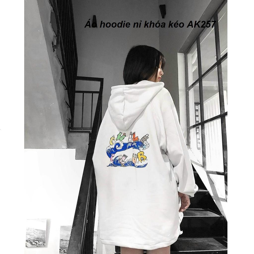 Áo Hoodie nỉ bông Nam & Nữ khóa kéo AK257