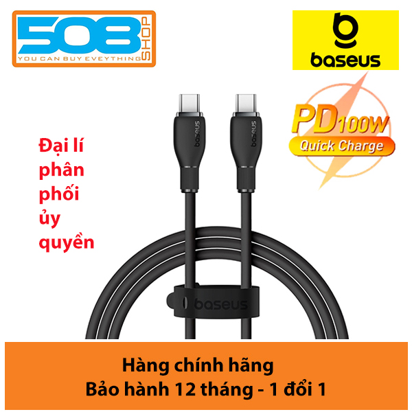 Cáp sạc nhanh, truyền dữ liệu PD 100W, Ba-se-us Pudding Series Fast Charging Data Cable Type-C to Type-C 100W - Hàng chính hãng