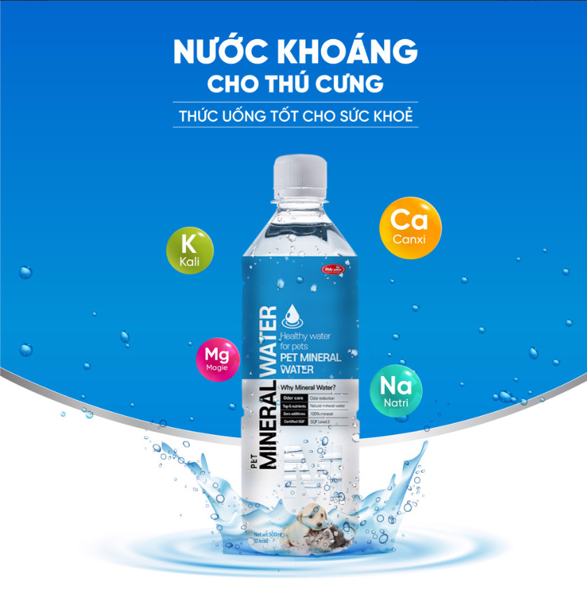 Nước Khoáng Cung Cấp Đạm &amp; Canxi Cho Chó Mèo Bow Wow Chai 500ml