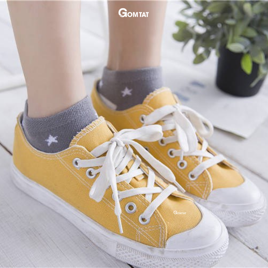 Tất vớ Nữ cổ ngắn, combo 5 đôi họa tiết sọc ngang CB002
