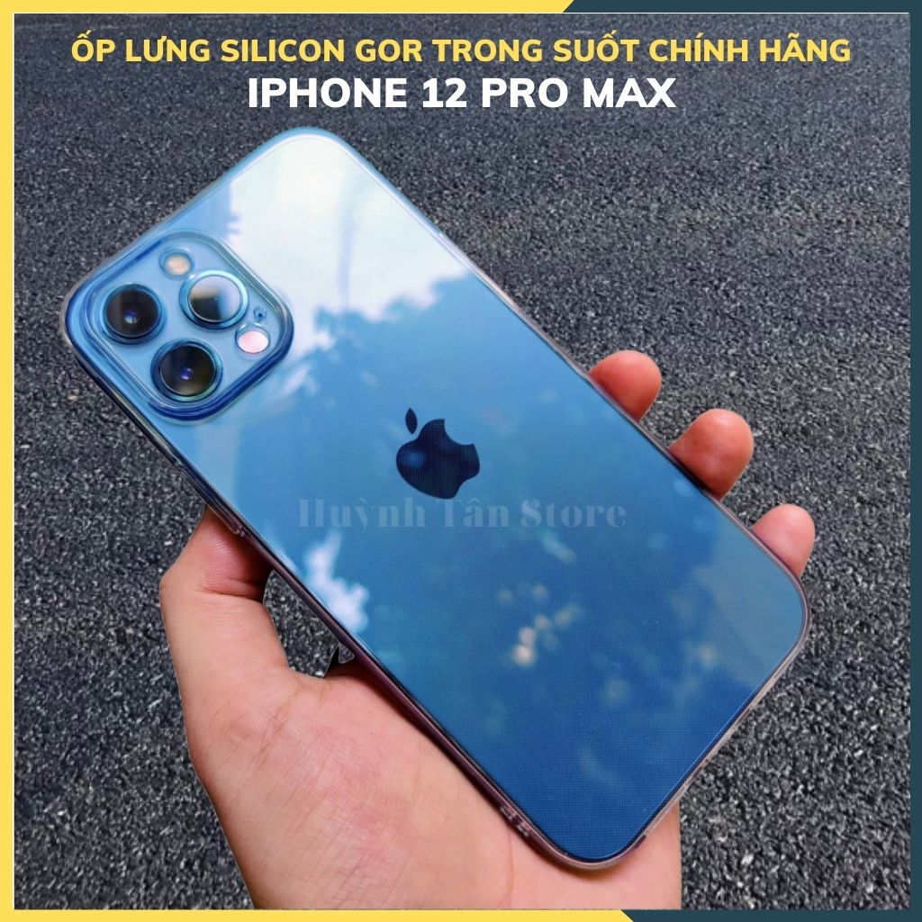 Ốp lưng trong suốt silicon GOR dành cho iphone 12 pro max bảo vệ camera dẻo siêu mỏng - Hàng nhập khẩu