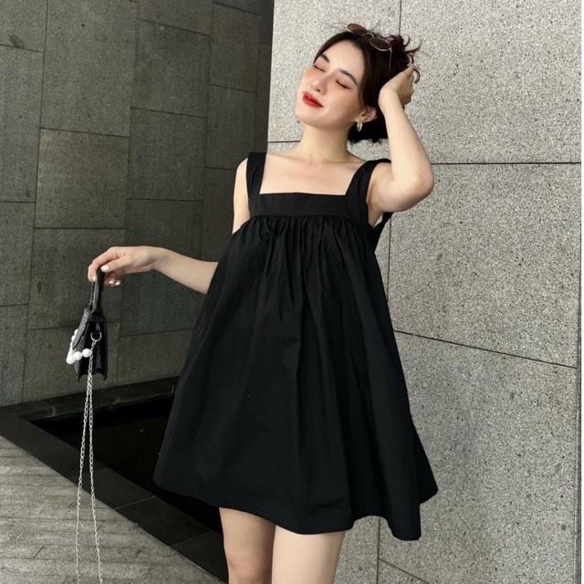 Đầm Babydoll 2 Dây Váy Hở Lưng 2 Dây, Áo thiết kế nữ dáng babydoll