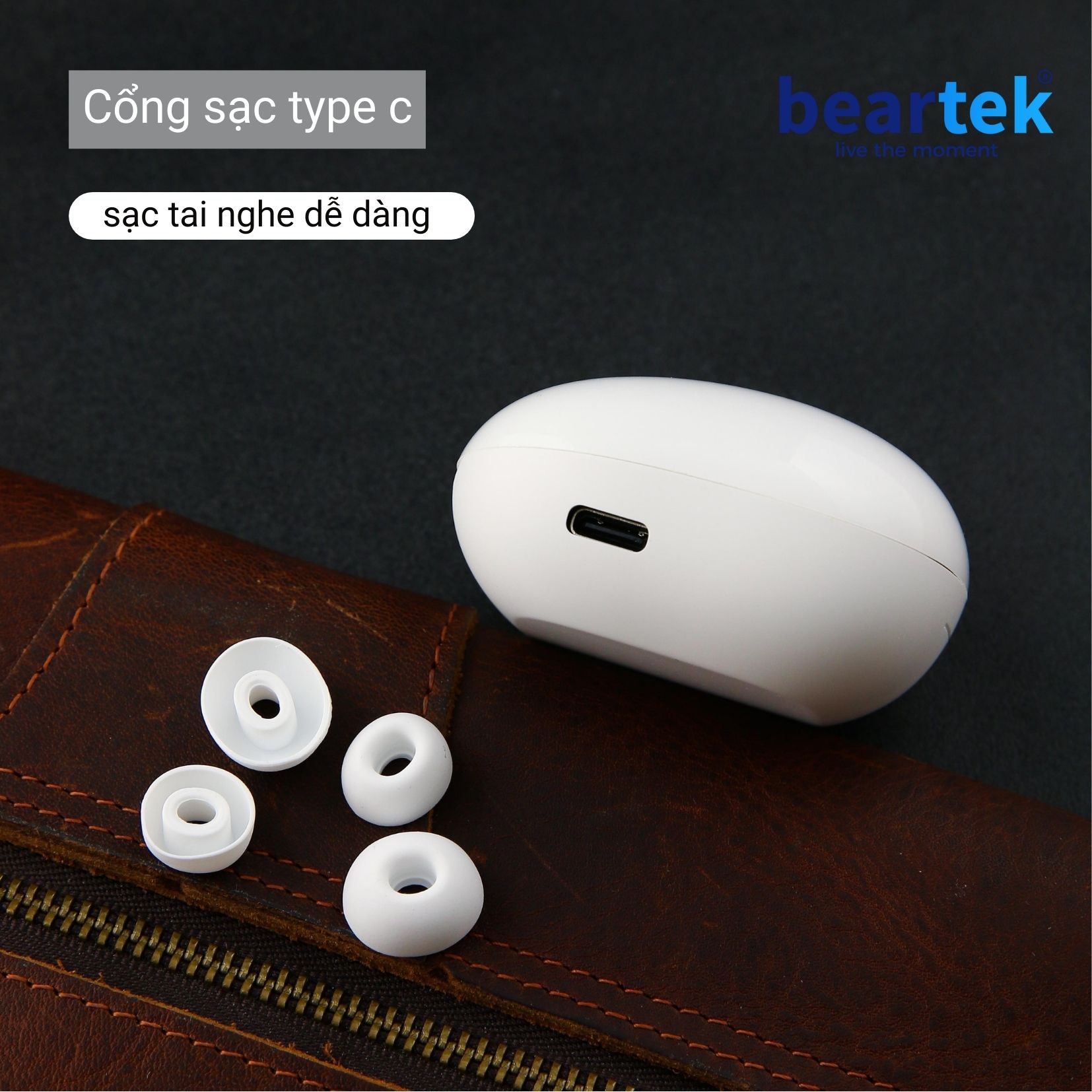 Tai nghe bluetooth không dây BEARTEK Bearbuds B33 True Wireless thiết kế sang trọng với màn hình LED thông minh – Định vị - Cảm ứng – Thời gian sử dụng lên tới 4h -  Hàng nhập khẩu