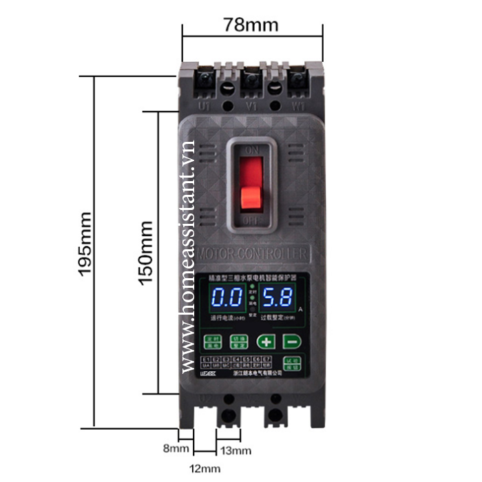Aptomat Bảo Vệ Mất Pha Chống Giật Quá Tải Động Cơ Máy Bơm 3 Pha 380V 100A MP-100A