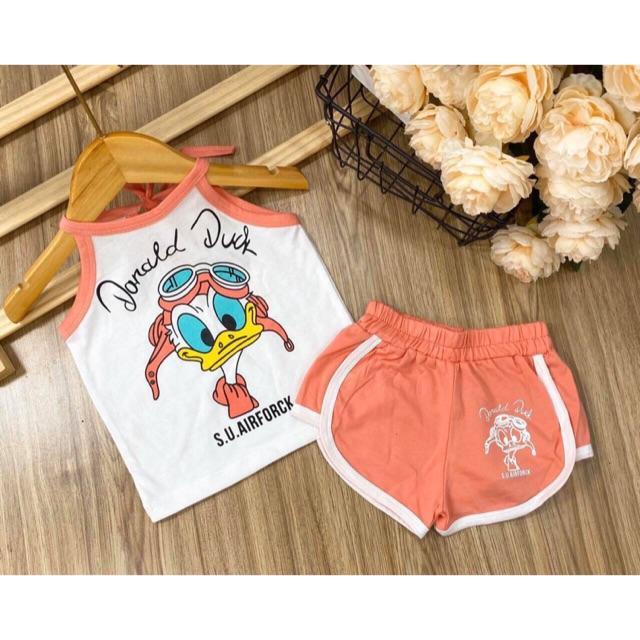 Bộ 2 dây bé gái bộ yếm dây bé gái đồ bộ mặc mát pikakids