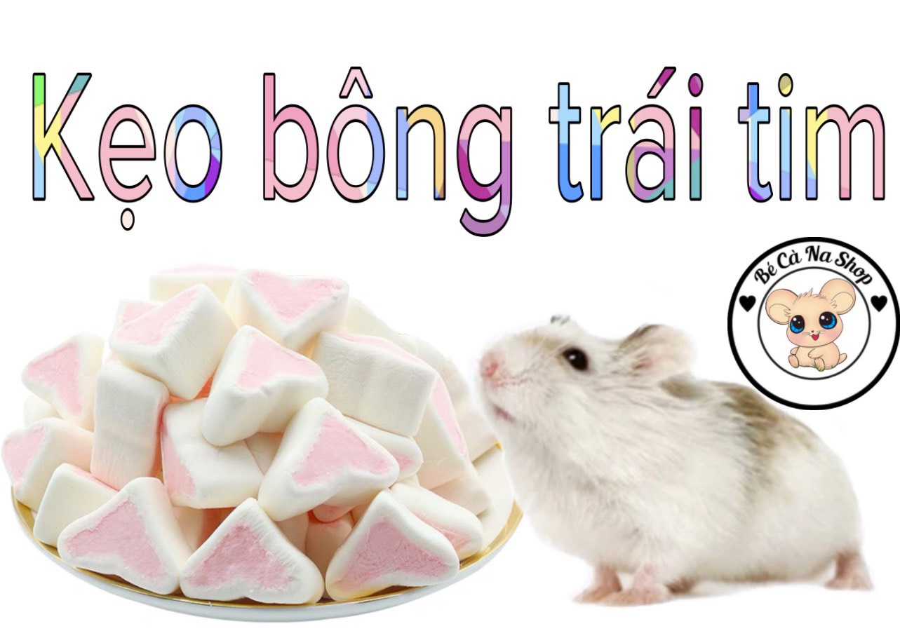 kẹo bông trái tim mềm (bé cà na) , thức ăn thưởng dặm cho hamster , thỏ bọ sóc chinchilla ...