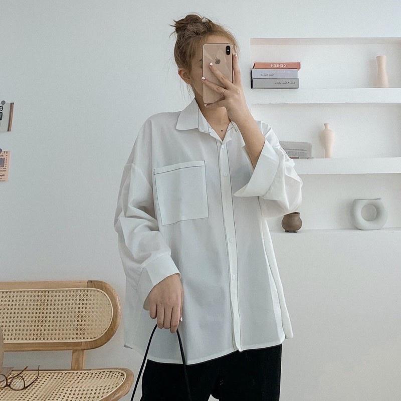 Áo Sơ Mi Nữ Chỉ Nổi Chạy Viền Chất Lụa