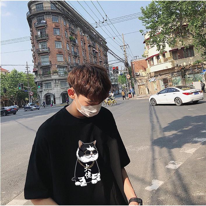 FreeShip Đơn 50K ️Siêu Phẩm️ Áo thun nam nữ unisex tay lỡ in hình ông trùm mèo đẹp vải dày mịn