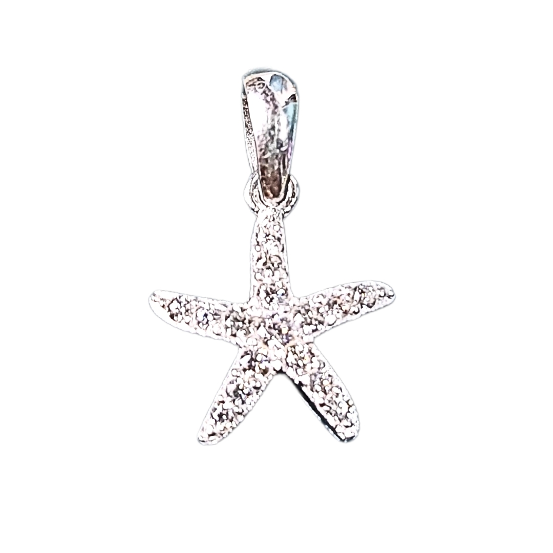 Mặt dây chuyền bạc kiểu ngôi sao biển đính đá size 11.5mm