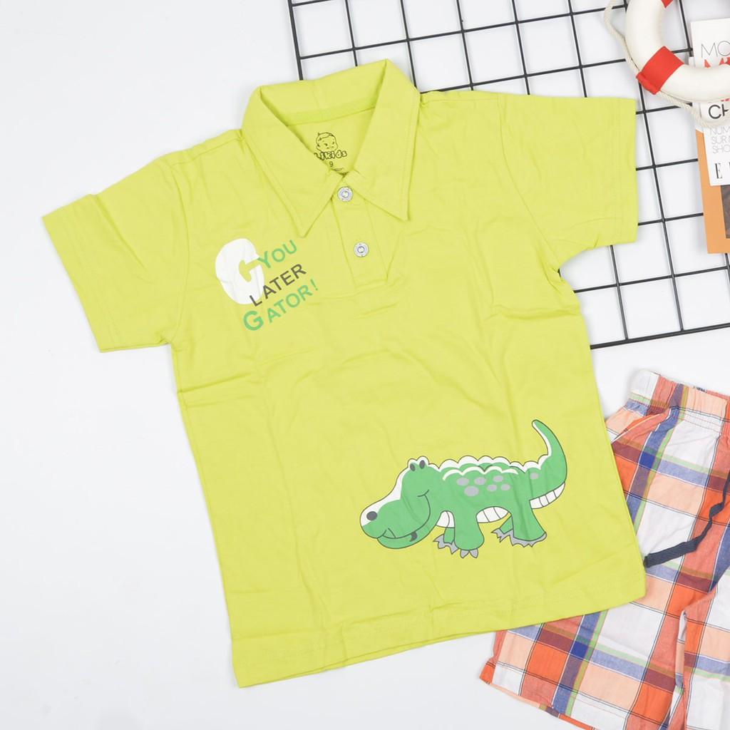 Set Đồ Bé Trai Áo Thun Cotton 100% Quần Kate Lưng Thun Phong Cách Hàn Quốc