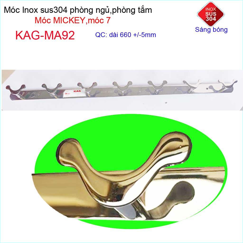 Móc mickey treo quần áo inox 304 cao cấp dày, móc Kace 7 móc treo đồ nhà tắm KAG-MA92