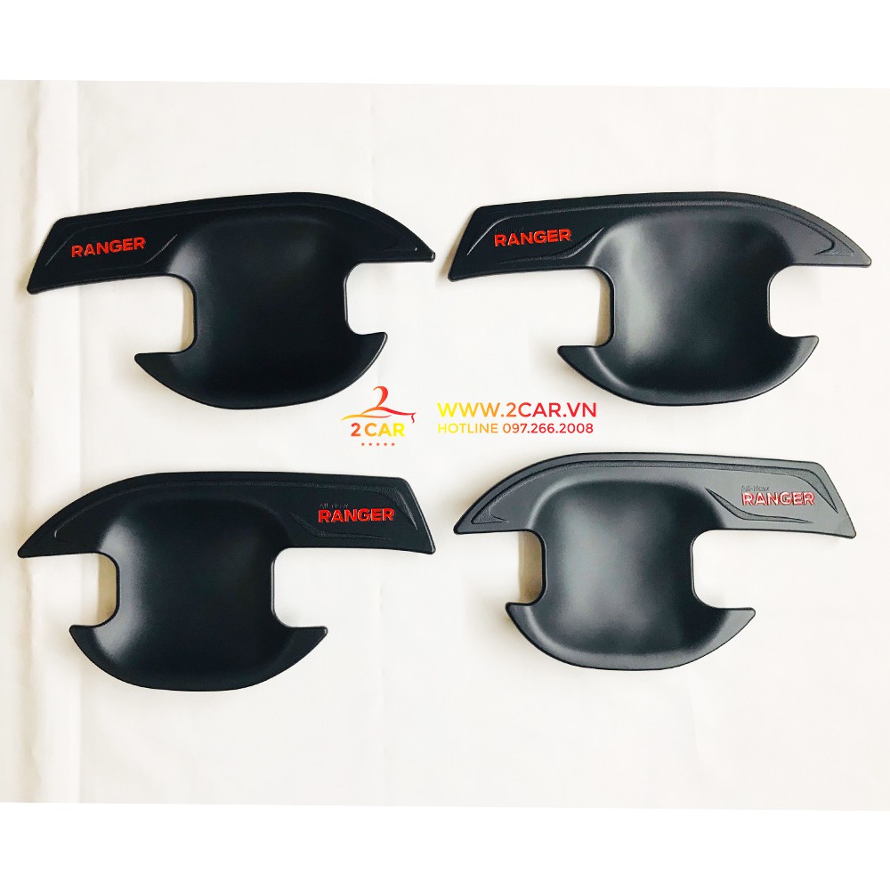 Ốp tay nắm cửa, hõm cửa, ốp đèn pha, đèn hậu, nắp xăng, tay mở cốp đen Ford Ranger 2014 - 2022- nhựa đen cao cấp
