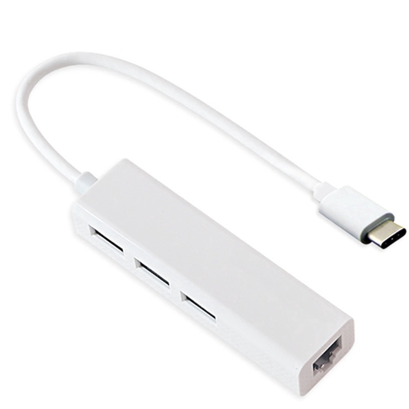 HUB USB TYPE C Chia 1 Ra 3 Cổng USB 3.0 + 1 Cổng LAN 100Mbps - Hàng chính hãng