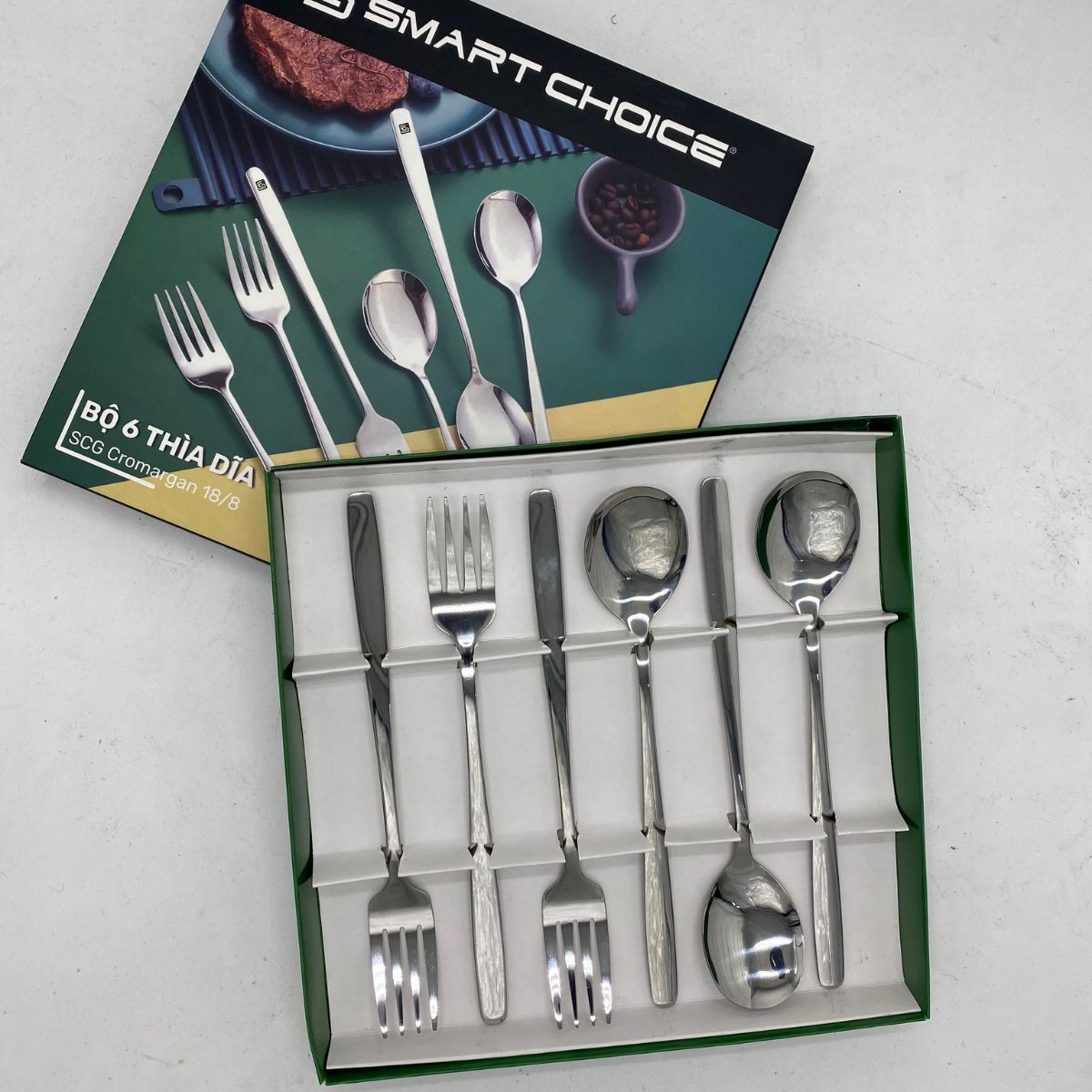 Muỗng Inox, Bộ Thìa Dĩa/Nĩa Inox 304 Cao Cấp SMARTCHOICE - Hàng Loại 1 Siêu Dày Dặn, Bền Đẹp, Muỗng Inox Ăn Cơm Cán Dài Sang Trọng