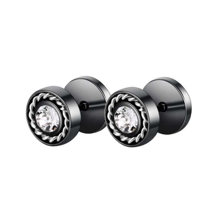 Bông Tai Nam Nữ Unisex Hình Tròn Đính Đá Titan Ko Đen TT 3911 – 1 Cặp