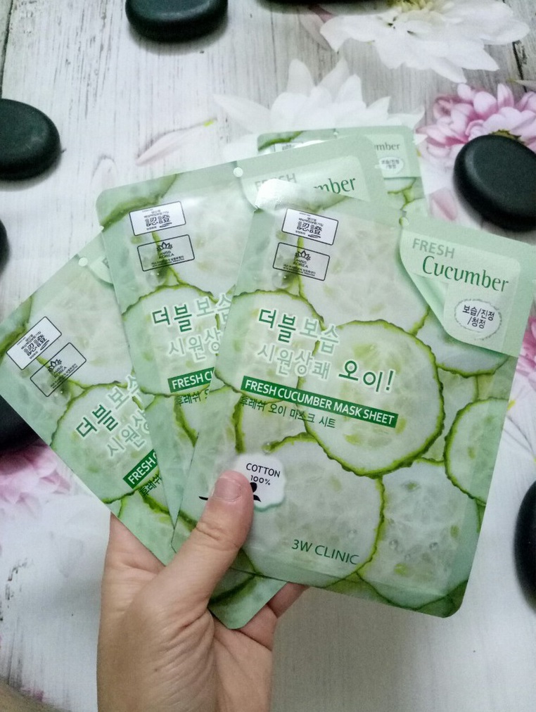 Combo 5 Mặt nạ dưỡng ẩm chiết xuất từ dưa leo 3W CLINIC FRESH CUCUMBER MASK SHEET 23ml x 5