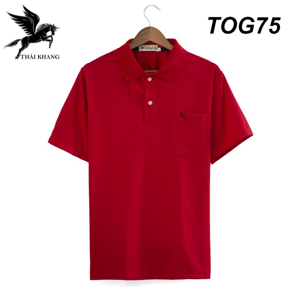 Áo polo nam ngắn tay trung niên vải cotton dệt riêng cho Thái Khang loại áo polo form rộng TOG7