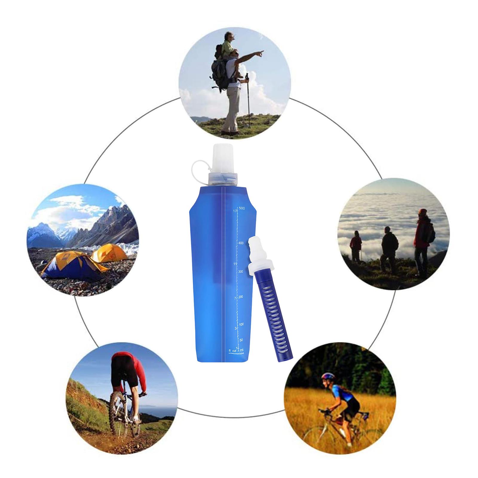 Collapsible Water Filter Canteens for Hiking, Water Bag/Bottle with Filter, Squeeze Water Through a Filter, Lightweight, BPA Free, Leak Proof