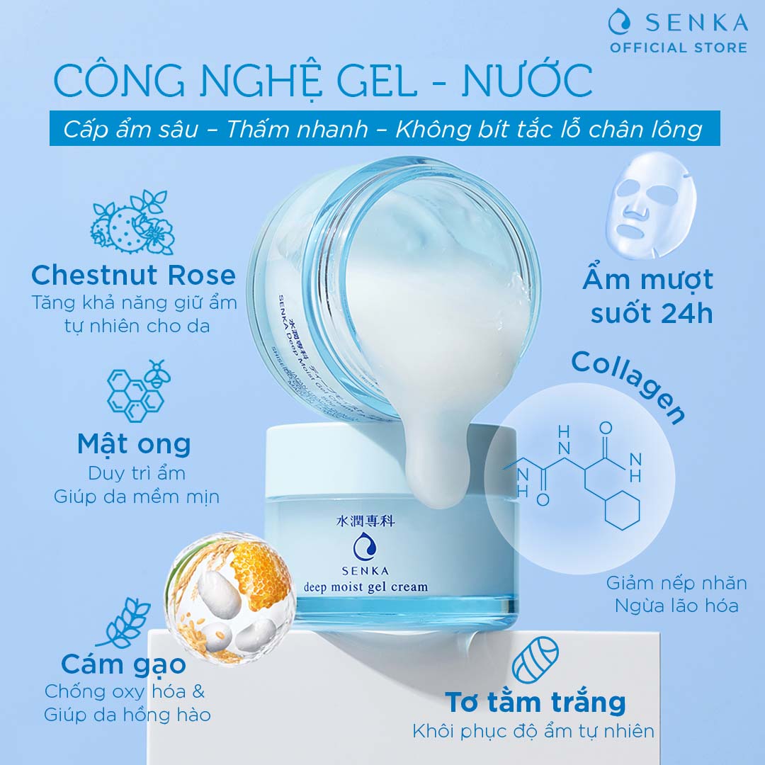 Mặt Nạ Ngủ Cấp Ẩm Chuyên Sâu Dạng Gel Senka Deep Moist Gel Cream 50g