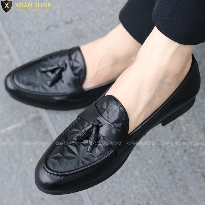 GIÀY LƯỜI NAM CÔNG SỞ SIÊU MỀM-ĐẾ CAO SU ĐÚC BỀN BỈ CAO 3CM-MÃ G012-CÓ CHUÔNG-MÀU ĐEN