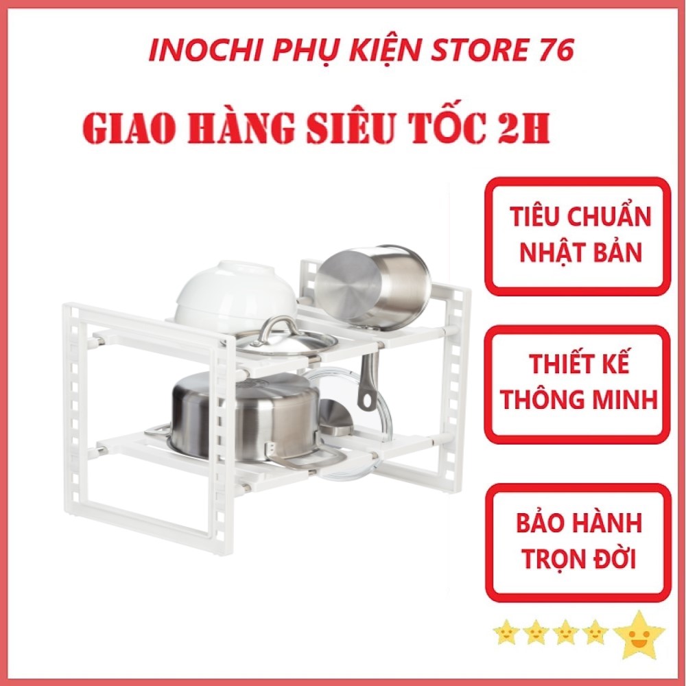 Kệ Để Gầm Bếp Tokyo, Kệ Để Đồ Tiện Dụng Điều Chỉnh Được Độ Dài , Sản Xuất Theo Tiêu Chuẩn Nhật Bản Bền Đẹp - Tặng kèm khăn lau PaKaSa