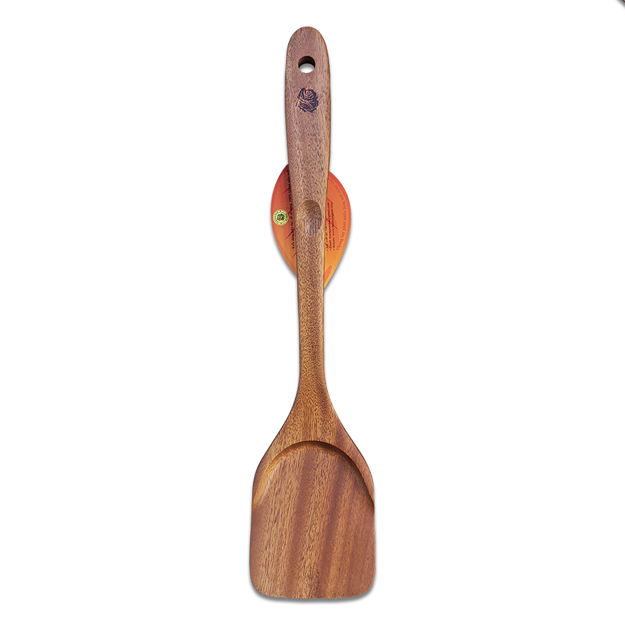 Sạn Gỗ TS38 Xà Cừ Cán Dài Dùng Chiên Xào Thức Ăn ( 34 * 7.5 * 1 Cm ) - Đồ Gỗ Nhà Bếp Thương Hiệu Trường Sơn