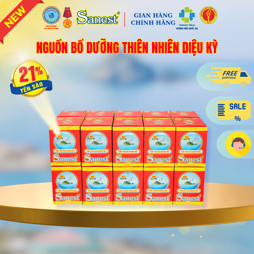 NEW [ Combo 20 lọ] Nước Yến sào Khánh Hòa Sanest - Có đường