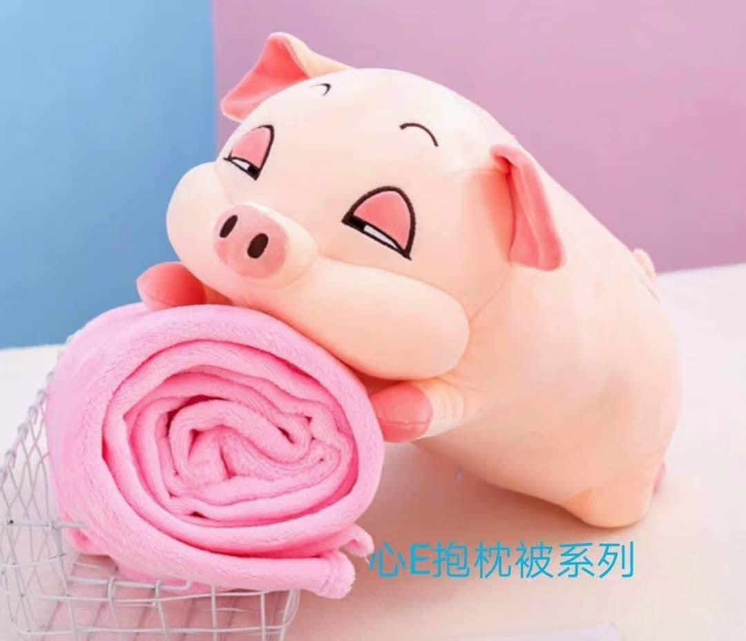 Gấu bông heo mền, heo hí buồn ngủ, heo lờ đờ kèm mền
