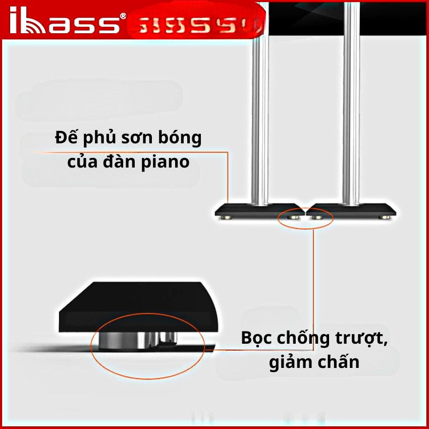 Chân loa karaoke 2 trụ kim loại IBASS, chân loa chống rung 30x24x75cm