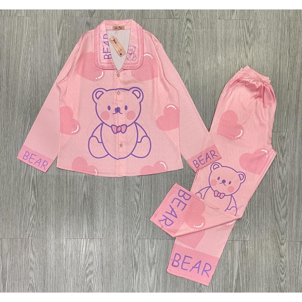 Đồ Bộ Pyjama lụa xước ánh kim cao cấp chuẩn loại 1 (HÀNG THIẾT KẾ MỚI) (Free Size 42 - 62 kg)