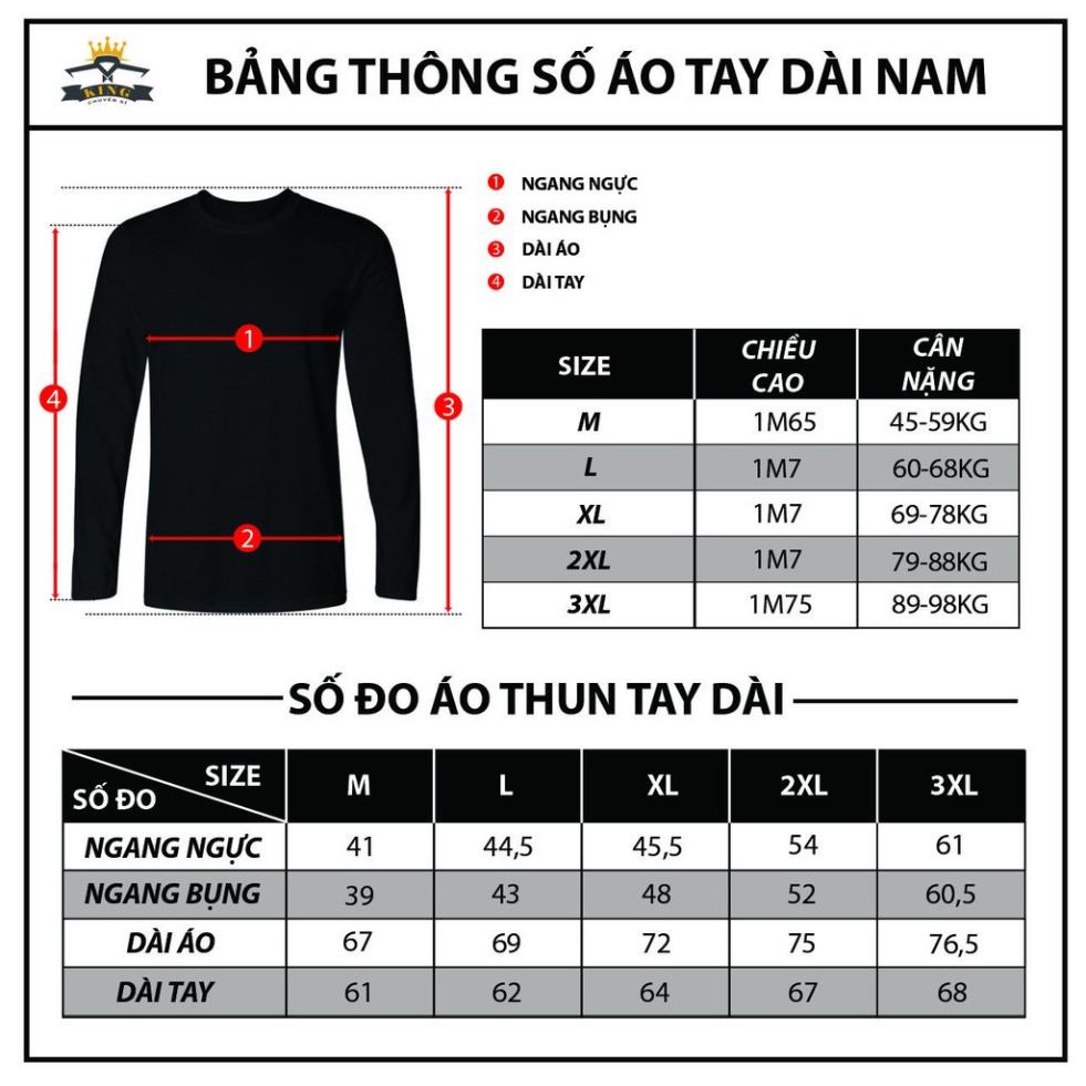 Áo thun tay dài nam KING dáng ôm body, mặc 4 mùa , co giãn tốt( W01