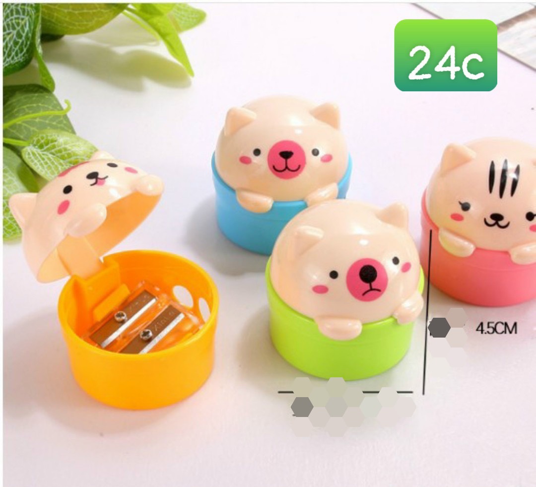 Đồ Gọt Bút Chì 2 Lỗ Hình Gấu Cute - Chuốt Bút Chì Nắp Gấp 2 Lỗ Tiện Lợi