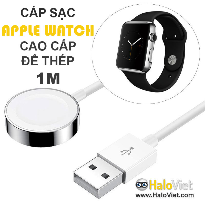 Cáp sạc không dây cho đồng hồ Apple Watch Magnetic cao cấp series 9 8 7 6 5 4 3 2 1, SE, Ultra, SE / Ultra 2 dài 1m