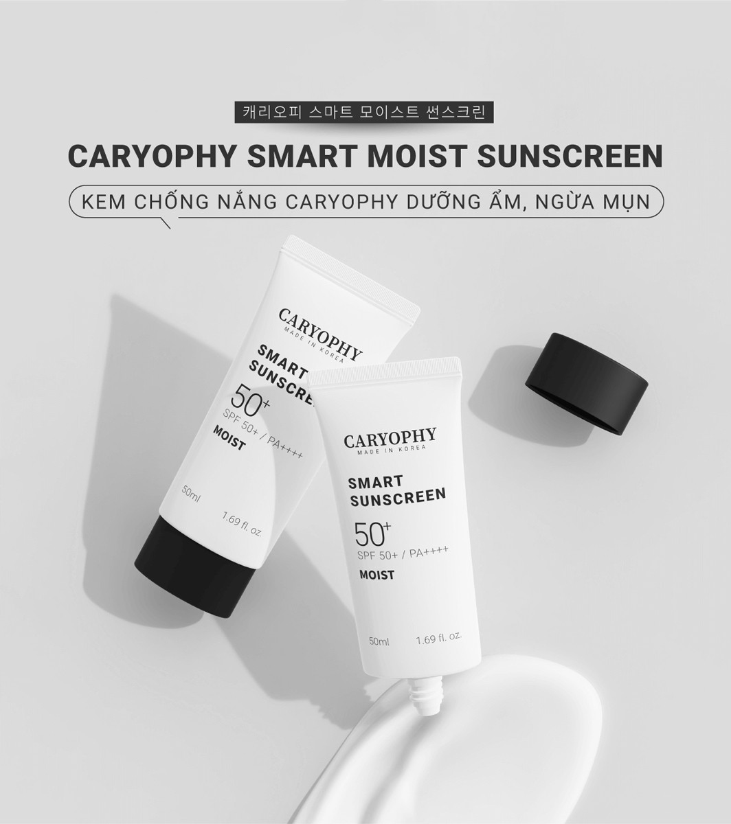 Kem Chống Nắng Dưỡng Ẩm, Ngừa Mụn Không Nâng Tone Caryophy Smart Moist Sunscreen 50ml - MOIST