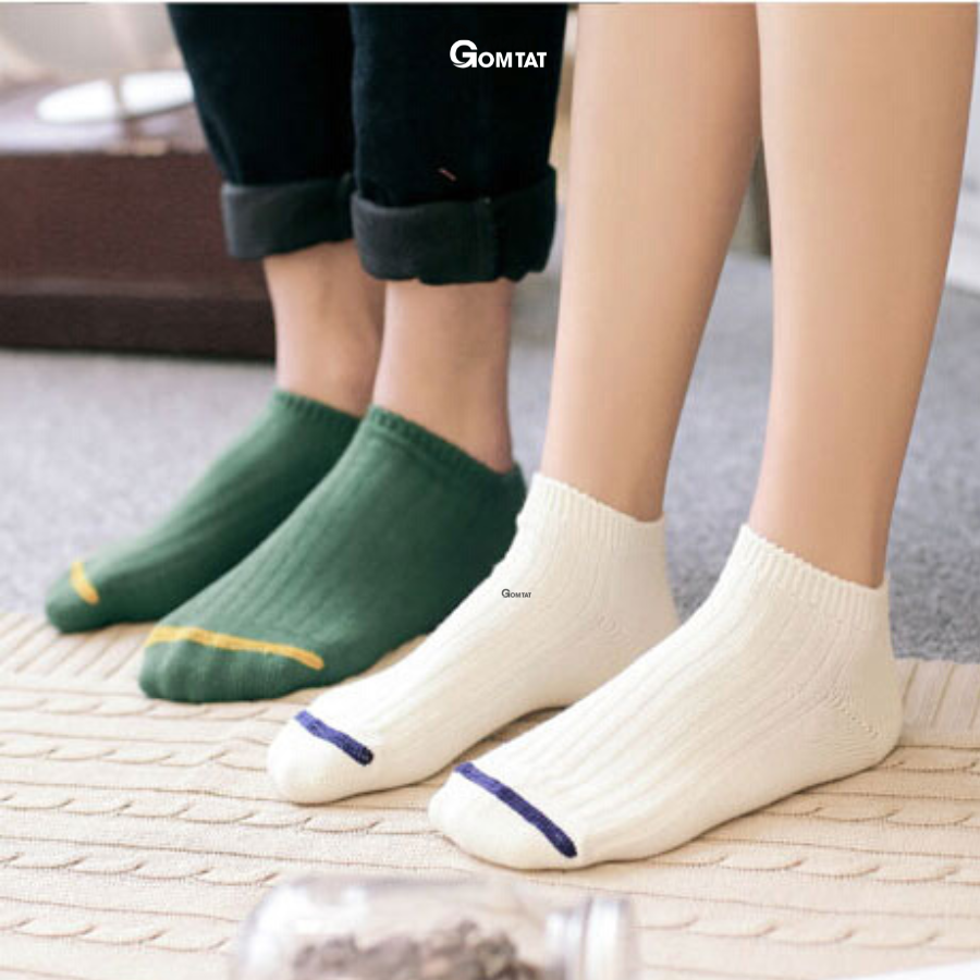 Set 10 Đôi Tất Nữ Cổ Ngắn GOMTAT Dễ Thương Nhiều Màu, Vớ Nữ Cổ Thấp Chất Liệu Cotton Cao Cấp - CB001-10DOI