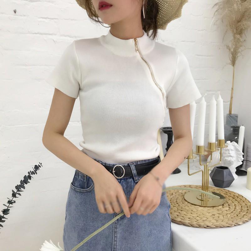 Áo Thun Ngắn Tay Kẻ Sọc Thời Trang Hàn Quốc Cho Nữ