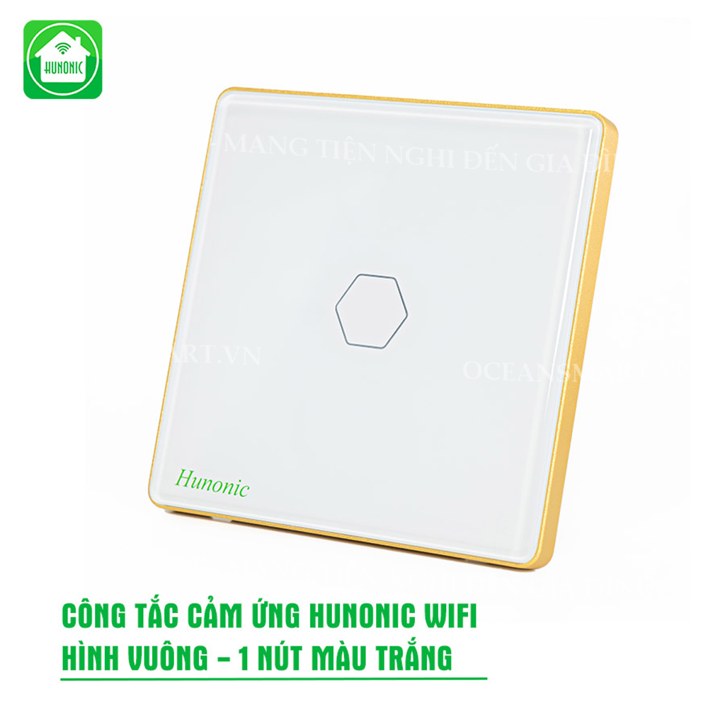 Công Tắc Thông Minh Wifi Hunonic, Công Tắc Điều Khiển Từ Xa Qua Điện Thoại Hình Vuông - HNSV