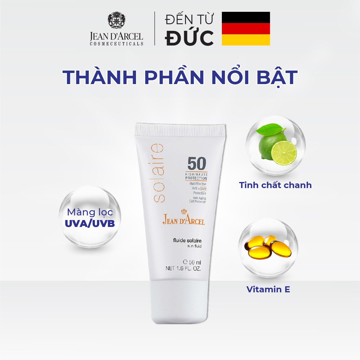 [HSD: 12/2023] J149 Sữa chống nắng Solaire - Sun Fluid Spf50 50ml - Jean d'Arcel